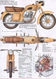 an old motorcycle is shown in this drawing