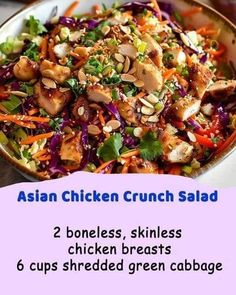 Weight Watchers Diet For Beginners | Asian Chicken Crunch Salad | Facebook Asian Crunch Salad Chinese Chicken, Crispy Chow Mein Noodles, Crunch Salad, Resep Salad, Asian Chicken, Weight Watchers Diet, My Recipes, Mediterranean Diet Recipes, Ww Recipes