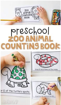 the zoo animal counting book for preschool to print and color with crayon pens