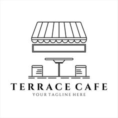 a black and white image of a terrace cafe logo with the words terrace cafe on it