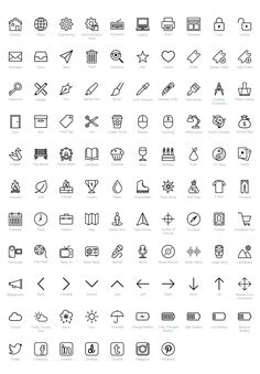 a large set of line icons with different shapes and sizes, all in black and white