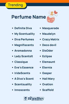 Trending Perfume Name Trending Perfume, Name Ideas Unique, Unique Business Names