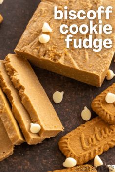 the biscoff cookie fudge is cut into pieces