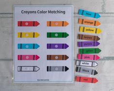 crayons color matching activity for kids to practice their handwriting and writing skills with colored crayons