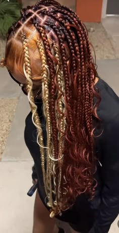 First Day Hairstyles Black, Knotless Braids With Skunk Patch, Natural Hairstyles For Black Women With Braids, Dyed Box Braids, Cute Hairstyles With Weave, Copper And Blonde Braids, Angel Braids, Twisted Hair, Braids Ideas