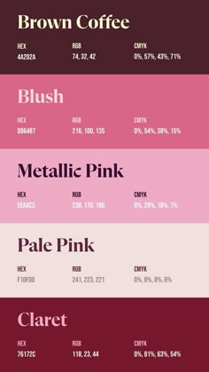 the different font styles and colors are shown in this graphic design style, including pink, red