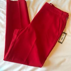 Brand New Red Dress Pants. New With Tags. Size 12 Tall. Red Ankle-length Party Pants, Tailored Classic Red Bottoms, Classic Tailored Red Bottoms, Tailored Classic Red Pants, Classic Tailored Red Pants, Red Pants For Party, Red Ankle-length Pants For Party, Classic Fitted Red Bottoms, Red Dress Pants With Pockets For Spring