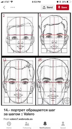 an image of a person's face in four different ways, with the same line drawn