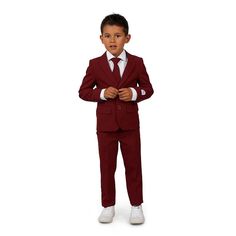 If you are looking for nonchalant coolness for your little man's next suit, the Blazing Burgundy will get the job done. It's bold and versatile color makes it an outfit that can be worn all year round. If you are looking for nonchalant coolness for your little man's next suit, the Blazing Burgundy will get the job done. It's bold and versatile color makes it an outfit that can be worn all year round. 3-piece set includes: jacket, pants & tie Jacket: button front, long sleeves Pants: button & zip Suit Prom, Shoes Guide, Wedding Party Outfits, Party Suits, Slim Fit Suits, 2024 Wedding, Fitted Suit, Suit Set