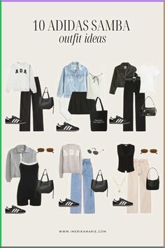 10 ways to style the Black Adidas Samba sneakers for any occasion. Neutral and casual outfit ideas for everyone. Adidas Samba Black Outfit, Black Adidas Outfit, Black Adidas Samba, Black Shoes Outfit, Samba Adidas Outfit, Weekend Getaway Outfits, Adidas Samba Black, Samba Sneakers, Looks Adidas