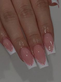 Holiday Acrylic Nails, French Tip Nail Designs, Formal Nails, French Tip Acrylic Nails, French Acrylic Nails, Acrylic Nails Coffin Short