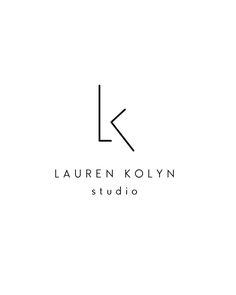 the logo for lauren kolyn studio, which has been designed to look like a letter k