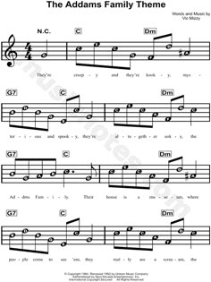 the addams family theme sheet music