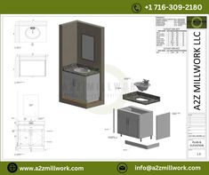 a drawing of a bathroom with sink, cabinets and other items in the diagram below