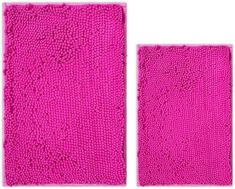 two bright pink rugs on a white background