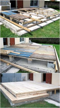 the steps are made out of wood and ready to be built into an outdoor deck