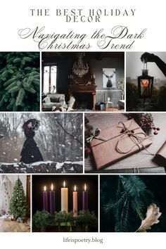 the best holiday decorating the dark christmas trend in this postcard collage is perfect for