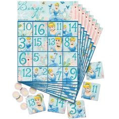 a set of twelve disney princess themed numbers and stickers with the numbers on them