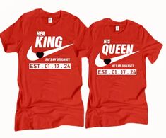 King and Queen Couple Shirts, Matching Anniversary Shirts, Valentines Day | eBay Couples Trip Shirts, Couple Trip Shirts, Valentine Day Shirts, Couple Shirts Matching, Anniversary Shirts, Cut Up T Shirt, Shirts For Couples, Matching Hoodies For Couples, Girlfriend Shirts