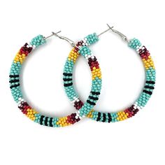 PRICES MAY VARY. Southwestern Navajo Pattern Seed Beaded Hoop Earrings 2 by 2 inches Approximately 0.3 ounces Easy friction push back stud post Southwestern Navajo Pattern Seed Beaded Hoop Earrings Native Beaded Earrings Round, Simple Bead Earrings, Beaded Hoop Earring, Native Beaded Earrings, Seed Bead Bracelet Patterns, Navajo Pattern, Native Beading, Seed Bead Jewelry Patterns, Earrings Patterns