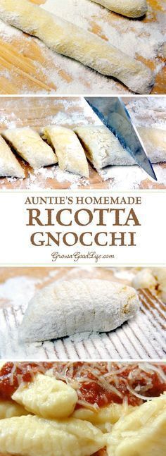 an image of homemade ricotta and gnocchi breads in the process with text overlay