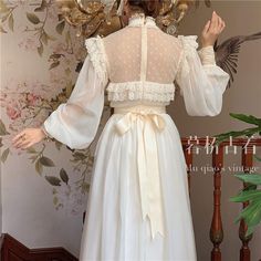 Coalfell Courtly Beige Vintage Chiffon Yarn Dress Women Lace Standing Collar Fairy Big Swing Dress Royal Princess Dress, Etsy Dress, Prom Dress Y2k, Princess Dress Prom, French Palace, Gaun Abad Pertengahan, Preppy Aesthetic Outfits, Milkmaid Dress, Beautiful Lace Dresses