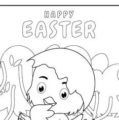 an easter coloring page with the words happy easter