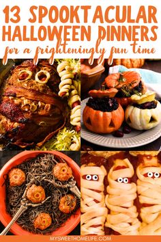 an assortment of spookt - acular halloween dinner ideas for entertaining fun time