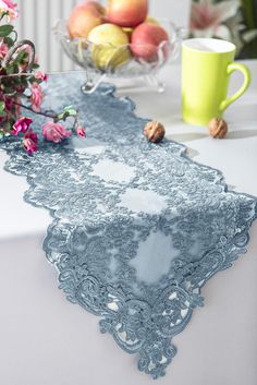 PRICES MAY VARY. Condition: Brand New Quantity: 1 Piece Materials: Polyester Lace Size: 13" x 108" Seamless Condition: Brand new high quality lace table runners, Floral Corded Lace Runner, Wedding party lace table runners Approximate Measurements: 13"x 108" How to Care: Lace wedding table runners can use machine wash in cold water. Machine dry at low temperature or Hang dry, and remove as soon as the cycle is complete, Remove promptly from drying cycle to avoid wrinkles, If ironing is needed, Us Blue Willow Wedding, Purple Table Settings, Table Runners For Wedding, Lace Table Runner Wedding, Chinoiserie Wedding, Blue Winter Wedding, Blue Party Decorations, Western Themed Wedding, Blue Centerpieces