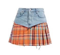 Girl Skirt Outfit, Kilt Skirt, Tartan Kilt, Diy Sewing Clothes, Skirt Outfit, Girls Denim, Denim Cotton, Kpop Fashion Outfits