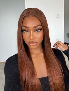 Brown Wig Long Straight Synthetic Lace Front Wig Light Brown Natural Hair Lace Chocolate Brown Lace Light Brown Black Women Hair, Light Brown Hair On Black Women, Dark Ginger Hair, Cinnamon Hair Colors, Copper Brown Hair, Cinnamon Hair, Honey Brown Hair