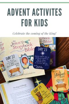 children's books with the title, bible study activities for kids celebrate the coming of the king