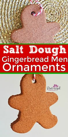 salt dough gingerbread men ornament with text overlay