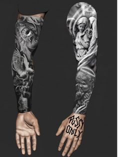 an arm and hand with tattoos on it