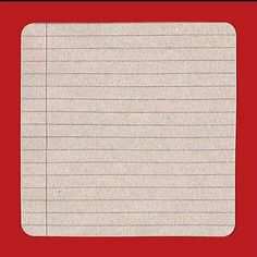 a piece of lined paper with red border on the top and bottom, in front of a white background