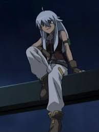 an anime character sitting on top of a metal pole with his hands in his pockets