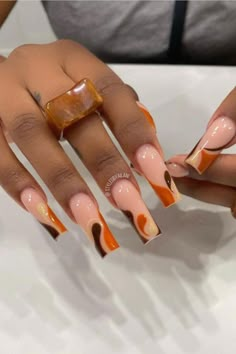 If you are Looking for inspiration for this years thanks giving. Here are some 2021 trending autumn nails. including fall acrylic nails and other trending fall nails. November Nails, Square Acrylic Nails, Fire Nails, Dope Nails, Short Acrylic Nails