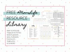 the free printable resources for homeschoole library, including baby schedules and activities