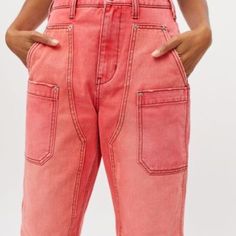 Super Flattering Red Cargo Style Pants. Never Worn. Fits Comfy, Denim Fits, Red Denim, Denim Ideas, Trendy Skirts, Casual Workwear, Bdg Urban Outfitters, Pink Fits, Women's Bottoms