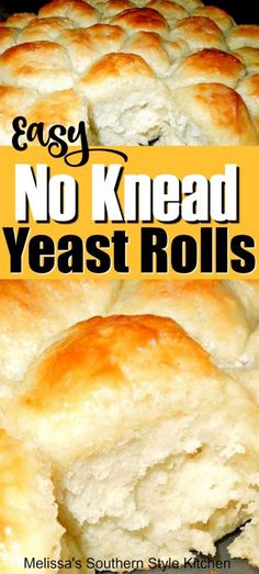 easy no knead yeast rolls with text overlay