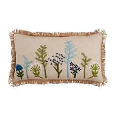 Lumbar Floral Embroidery Pillow - The Floratory Embroidered Throw Pillows Flowers In Corner, Embroided Pillow Cover, Quetzal Embroidered Pillow, Unique Pillows Embroidery, Hand Hooked Art Pillows, Embroidered Throw Pillows Overstock, Embroidered Floral Throw Pillows, Embroidery For A Pillow, Felt Embroidery Pillow