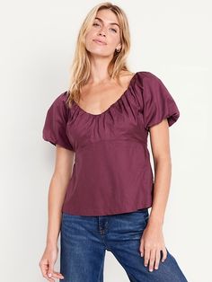 Waist-Defined V-Neck Top | Old Navy Wine Blouse, Empire Waist Top, Empire Waist Tops, Cute Blouses, Family Maternity, Women Shirts Blouse, Old Navy Women, Tailored Shirts, Shirts Blouses