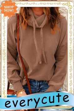 Brown Cowl Neck Drop Shoulder Sweatshirt Drop Shoulder Sweatshirt, Dropped Shoulder Sweatshirt, Cowl Neck, Drop Shoulder, Sweatshirts