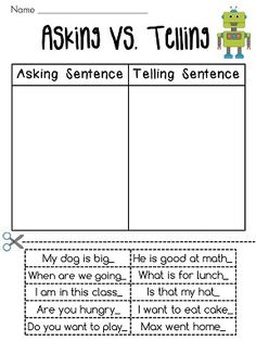 the worksheet for asking and telling to students about their topic in this text