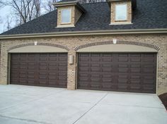 two garage doors with the words garage door repair over them