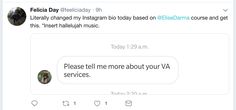 two tweets on twitter sharing information to each other about va services, including an effifada day