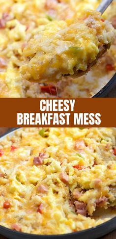 cheesy breakfast casserole with ham and cheese