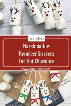 marshmallow reindeer stirrers for hot chocolate with marshmallows on them