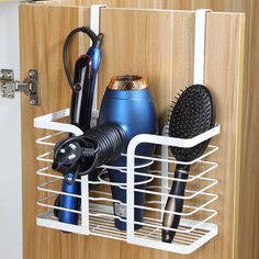 PRICES MAY VARY. 【3 adjustable height】 The blow dryer holder has three holes to adjust the height of the hook, hanging length from 11"-15", the distance between each adjustment hole is 2'', suitable for a variety of cabinet doors. 【Perfect organizer】The white hot tools organizer has three separate storage spaces, great for storing hair dryers, curling irons, straighteners, brushes and other hair styling tools. Say goodbye to cluttered bathroom countertops. 【Durable-construction】The bracket is ma Blow Dryer Holder, Hair Tool Organizer, Hair Tool, Hair Dryer Holder, Bathroom Tray, Wall Mounted Cabinet, Bathroom Countertops, Accessories Holder, Hot Tools