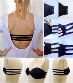 the back of a woman's bra showing how to make your own strap bra